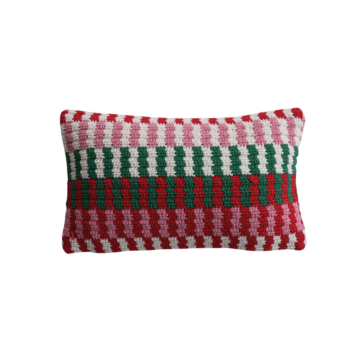 Cotton Crocheted Lumbar Pillow with Pattern