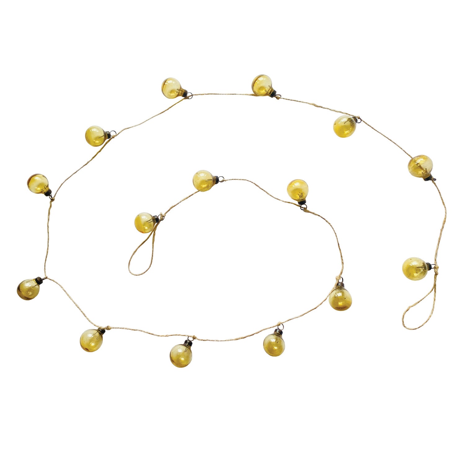 Hand-Blown Glass Ball Ornament Garland with Jute Cord