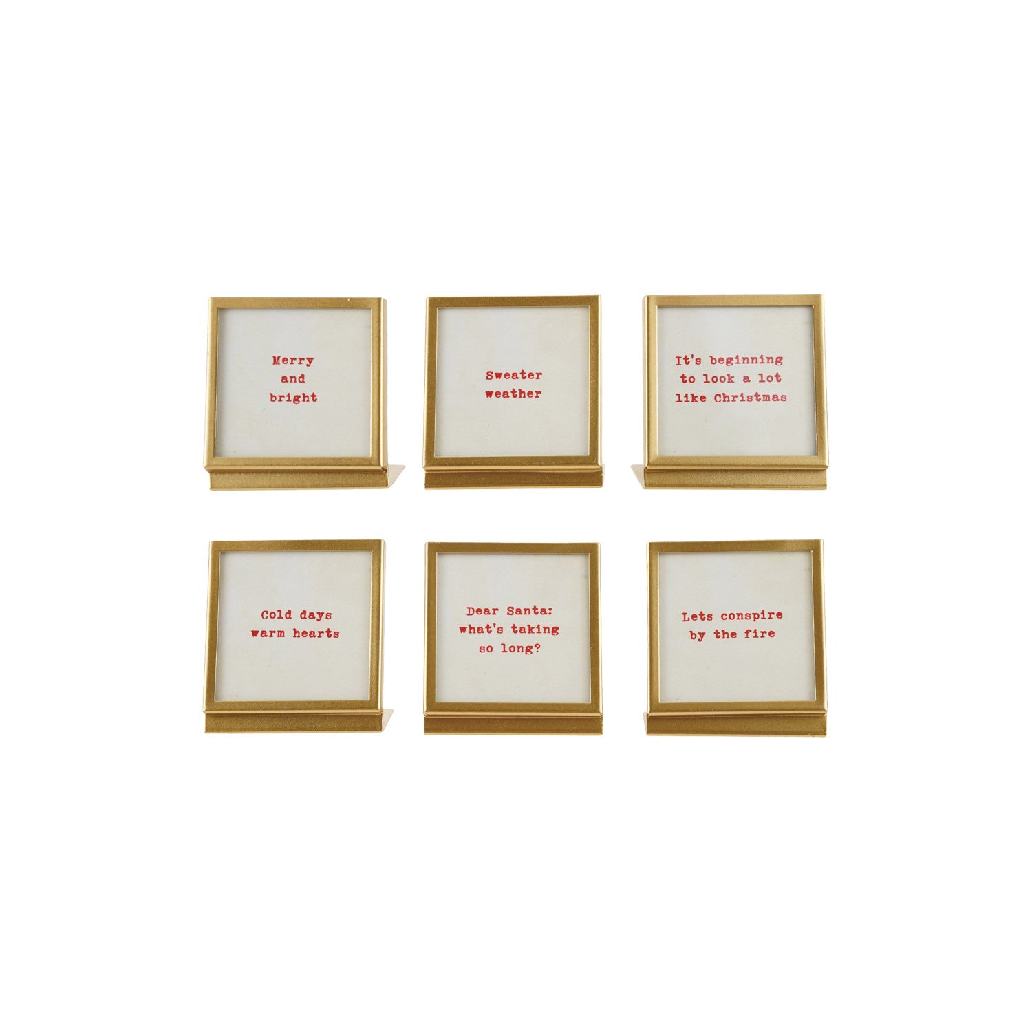 Metal & Glass Frame with Easel & Saying, 6 Styles (Holds 3" Square Photo)