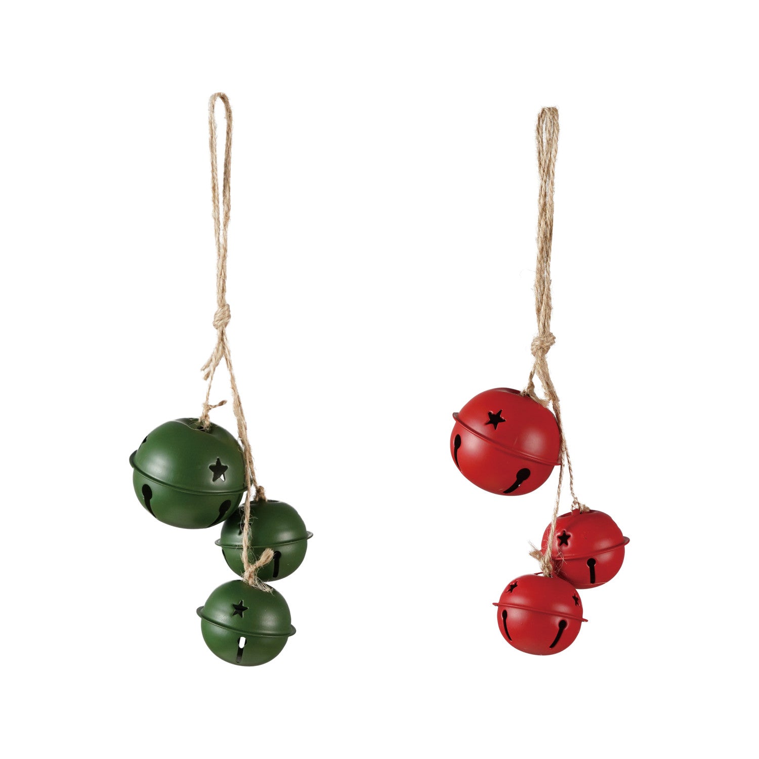 Hanging Metal Jingle Bells with Star Cut-Outs