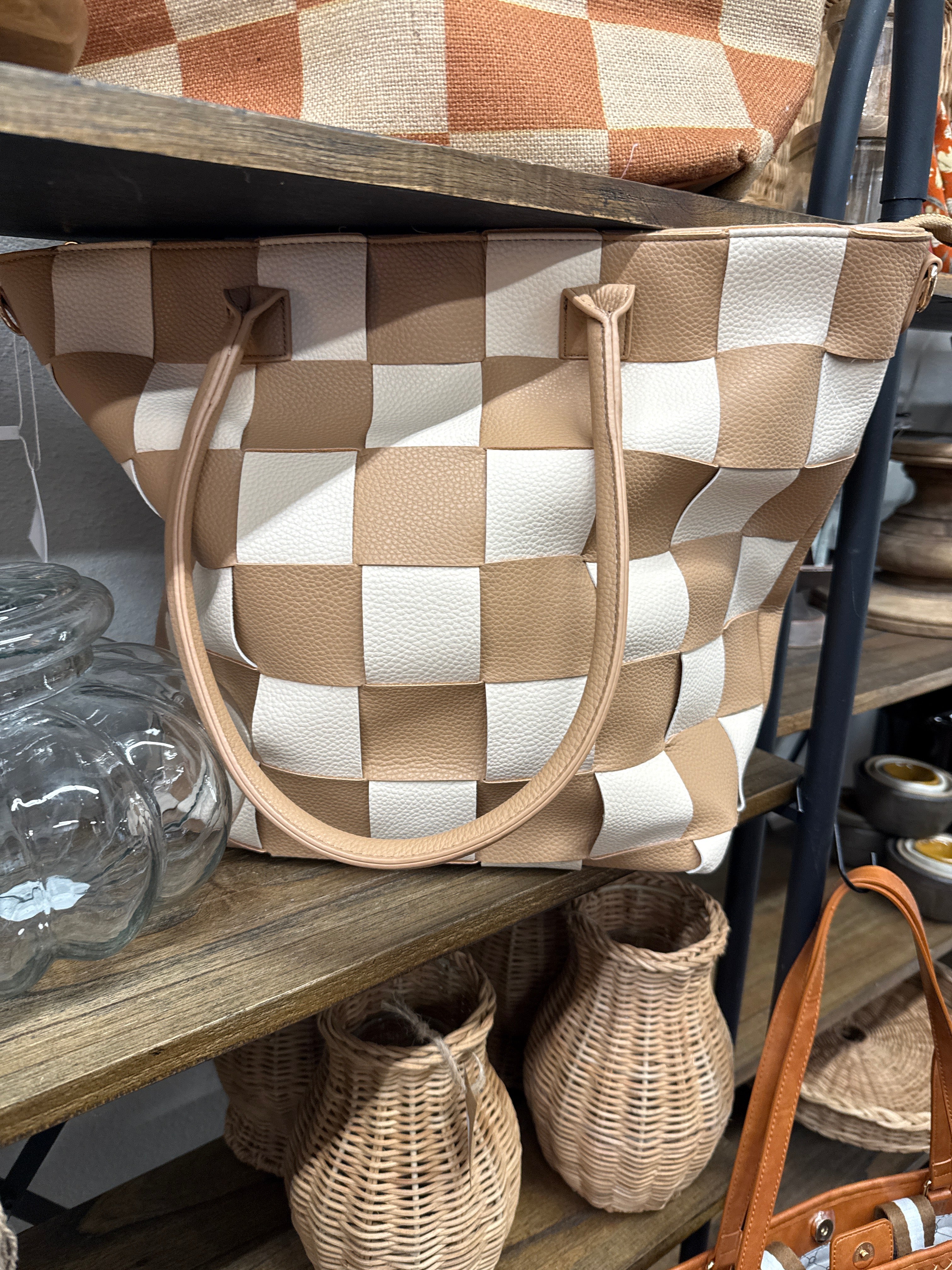 Courtney Checkered Tote
