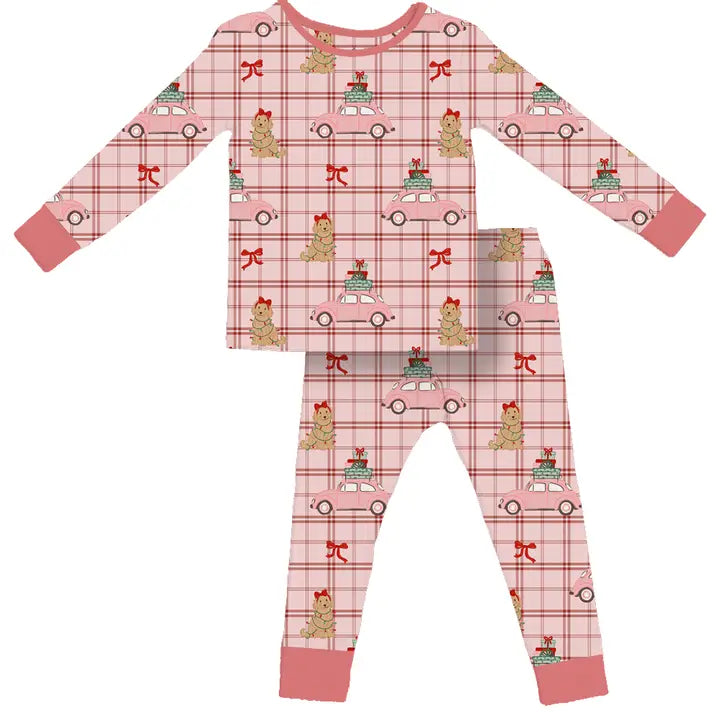 Pink Holly Jolly Doggies Kids Pajamas