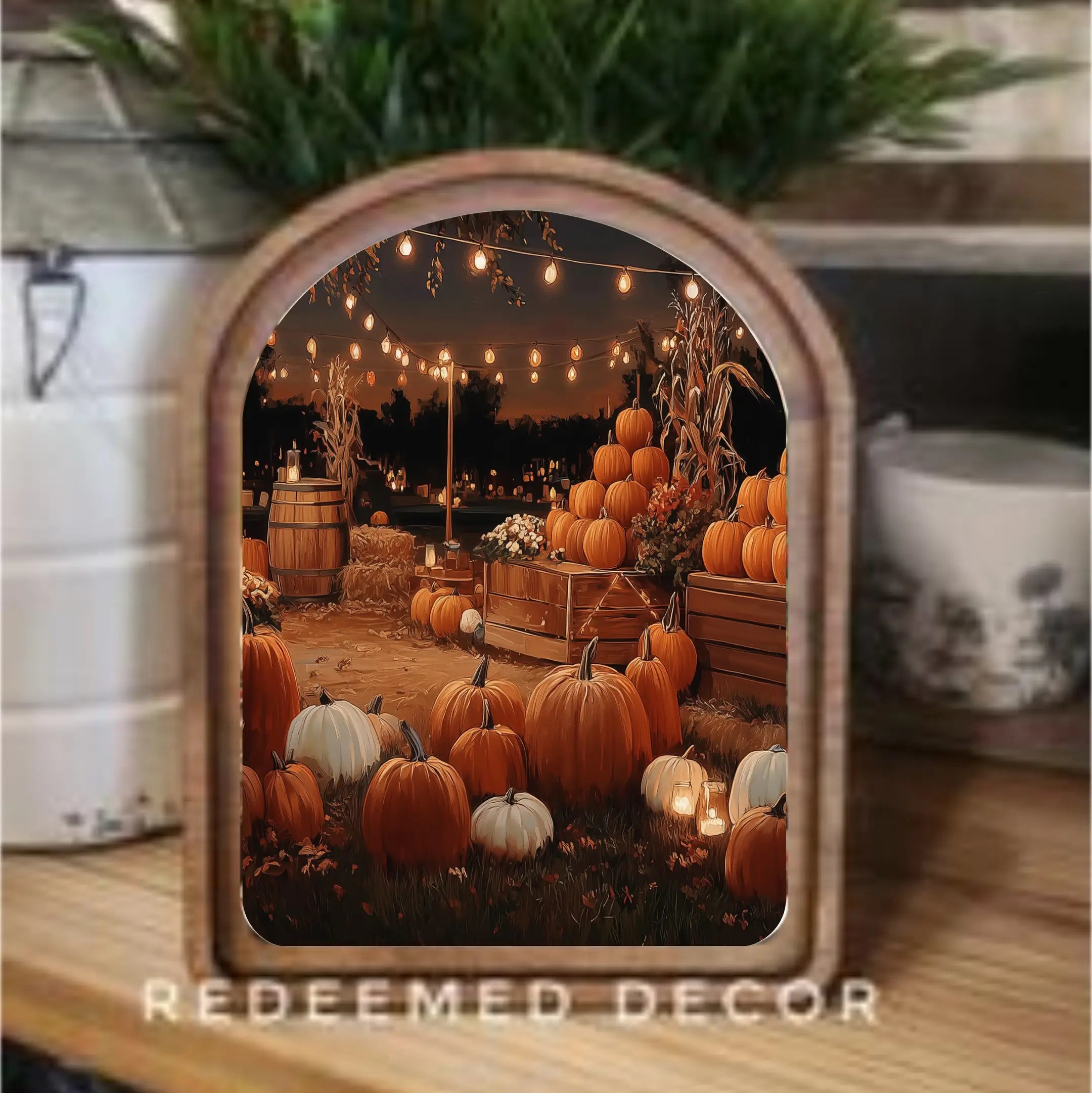 Fall/Halloween Arch Top Framed Art