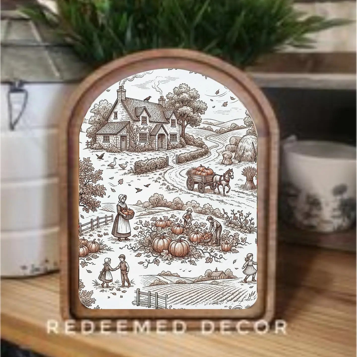 Fall/Halloween Arch Top Framed Art