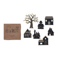 Printed MDF Standing Haunted Village with Glitter