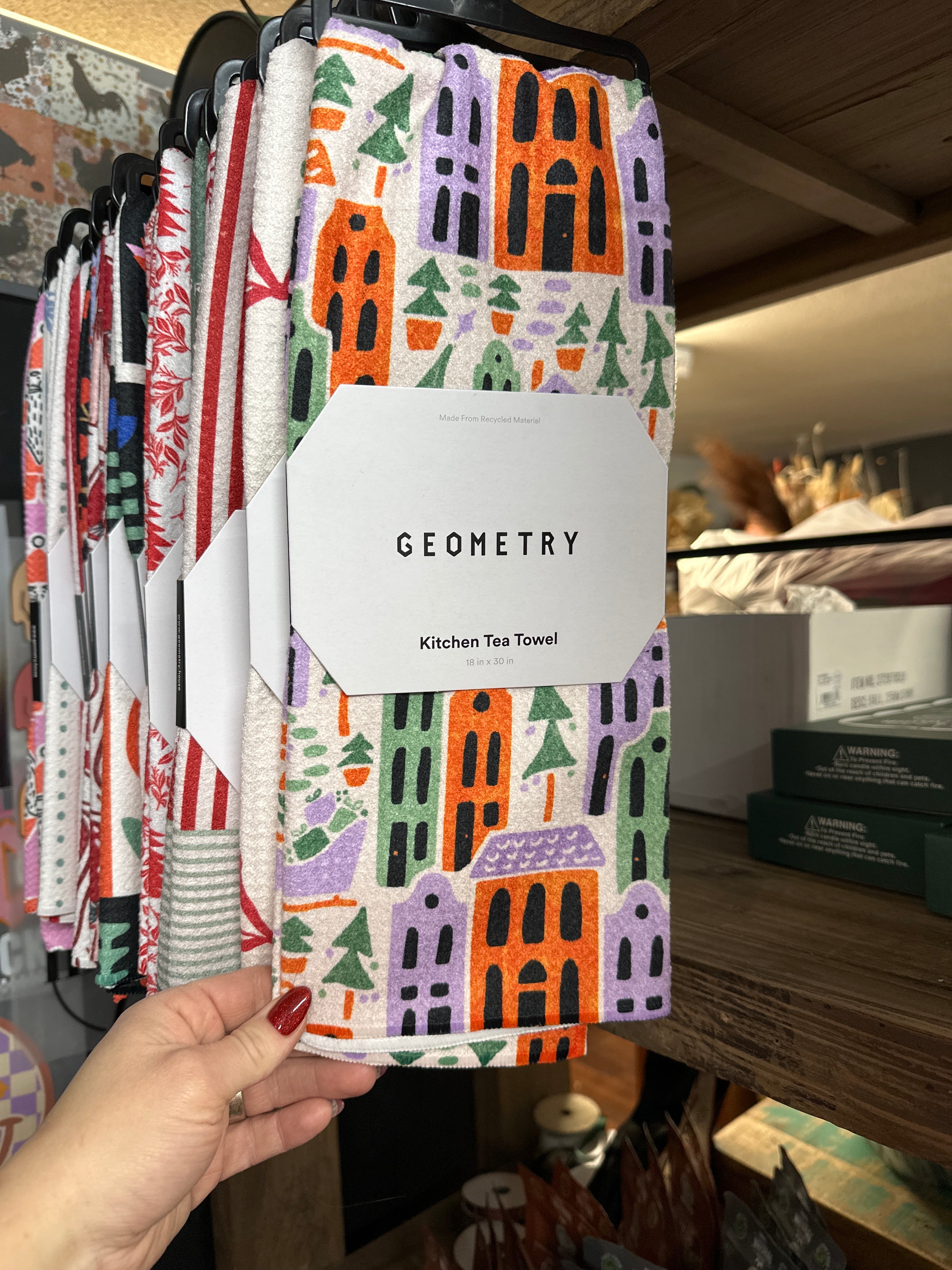 Christmas Geometry Tea Towel