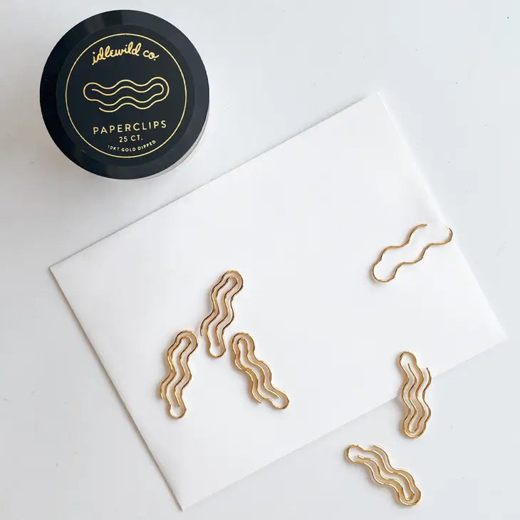 Wavy Gold Plated Paper Clips