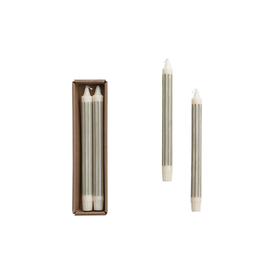 Unscented Striped Taper Candles in Box