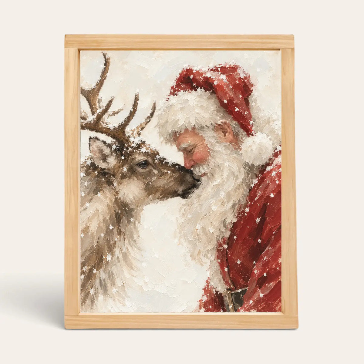 Santa and Reindeer Nuzzle