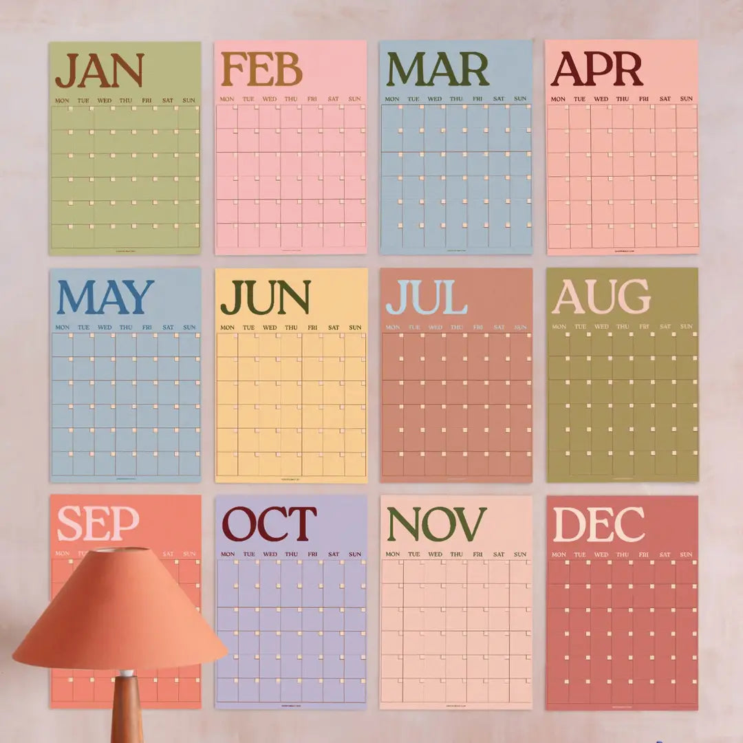 Large Monthly Undated A3 Wall Planner Boho