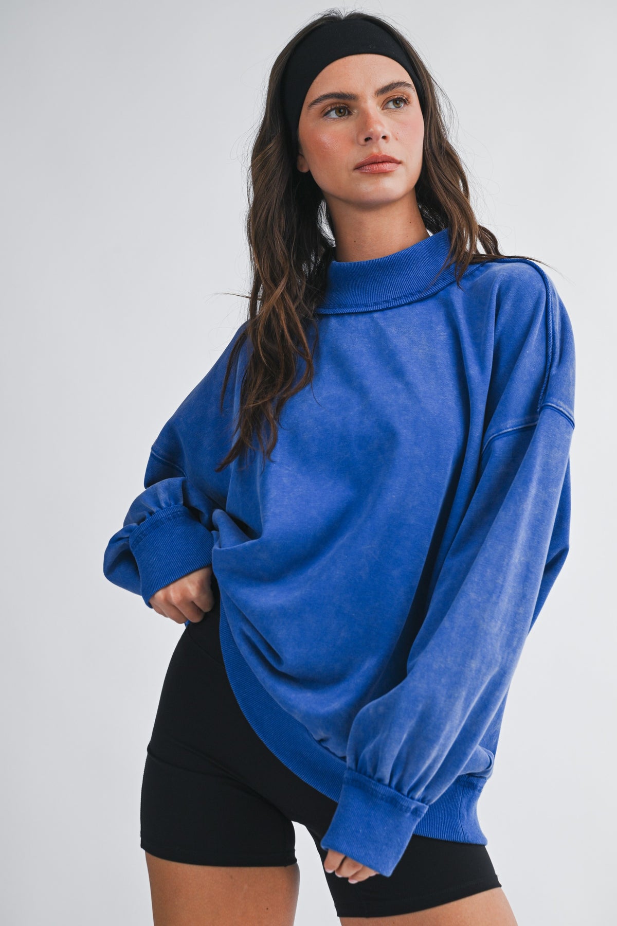 Adult Solid Mock Neck Sweatshirt