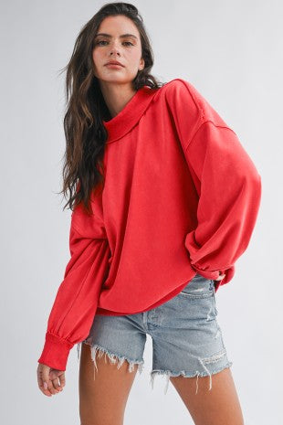 Adult Solid Mock Neck Sweatshirt