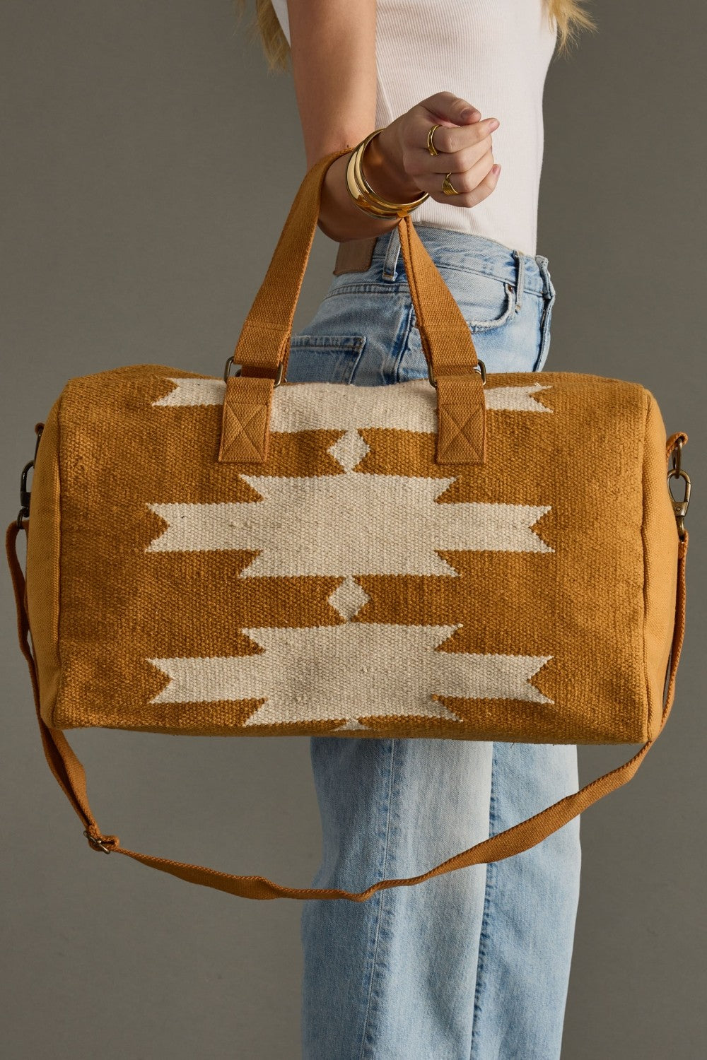 Camel & Cream Aztec Duffel
