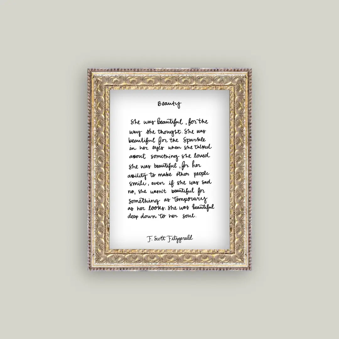 Beauty Script Framed Antique Print