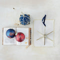 Handmade Antique Mirrored Glass & Brass Star Ornament with Blue Velvet Ribbon Hanger