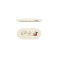 Stoneware Scalloped Platter with Santa's Sleigh & Reindeer "Merry Christmas"