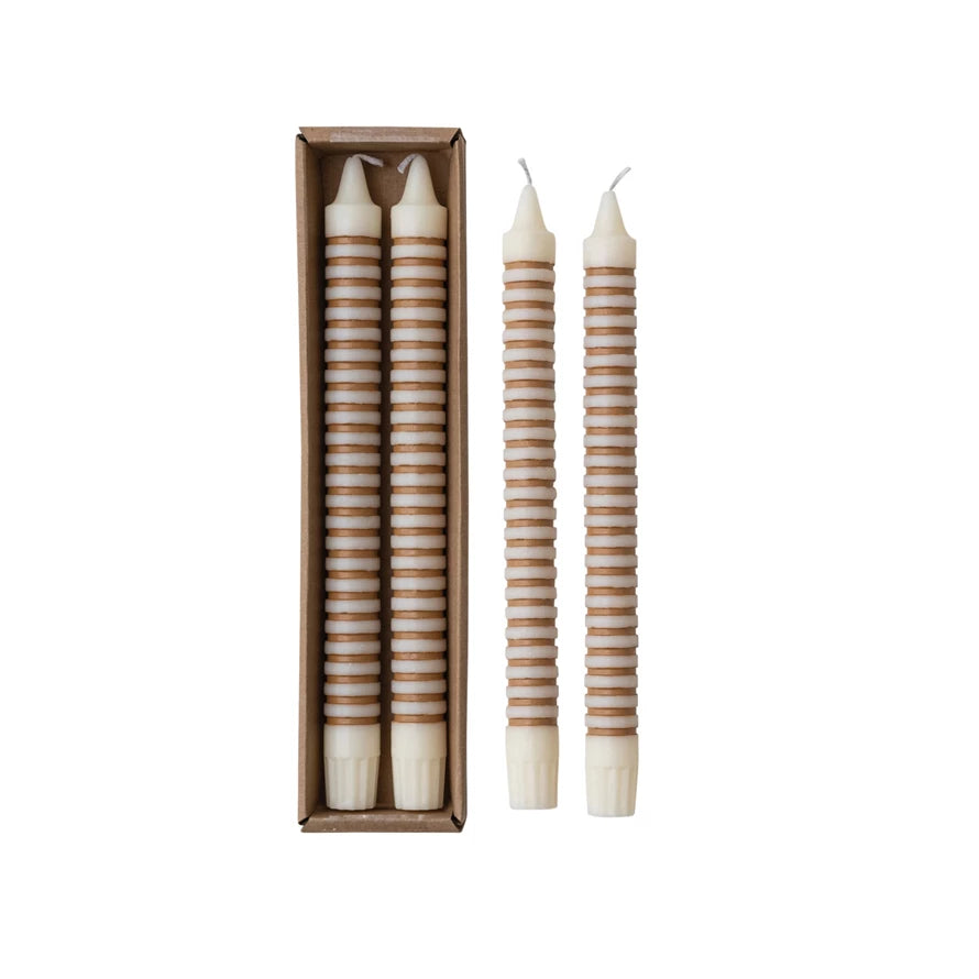 Unscented Striped Taper Candles in Box