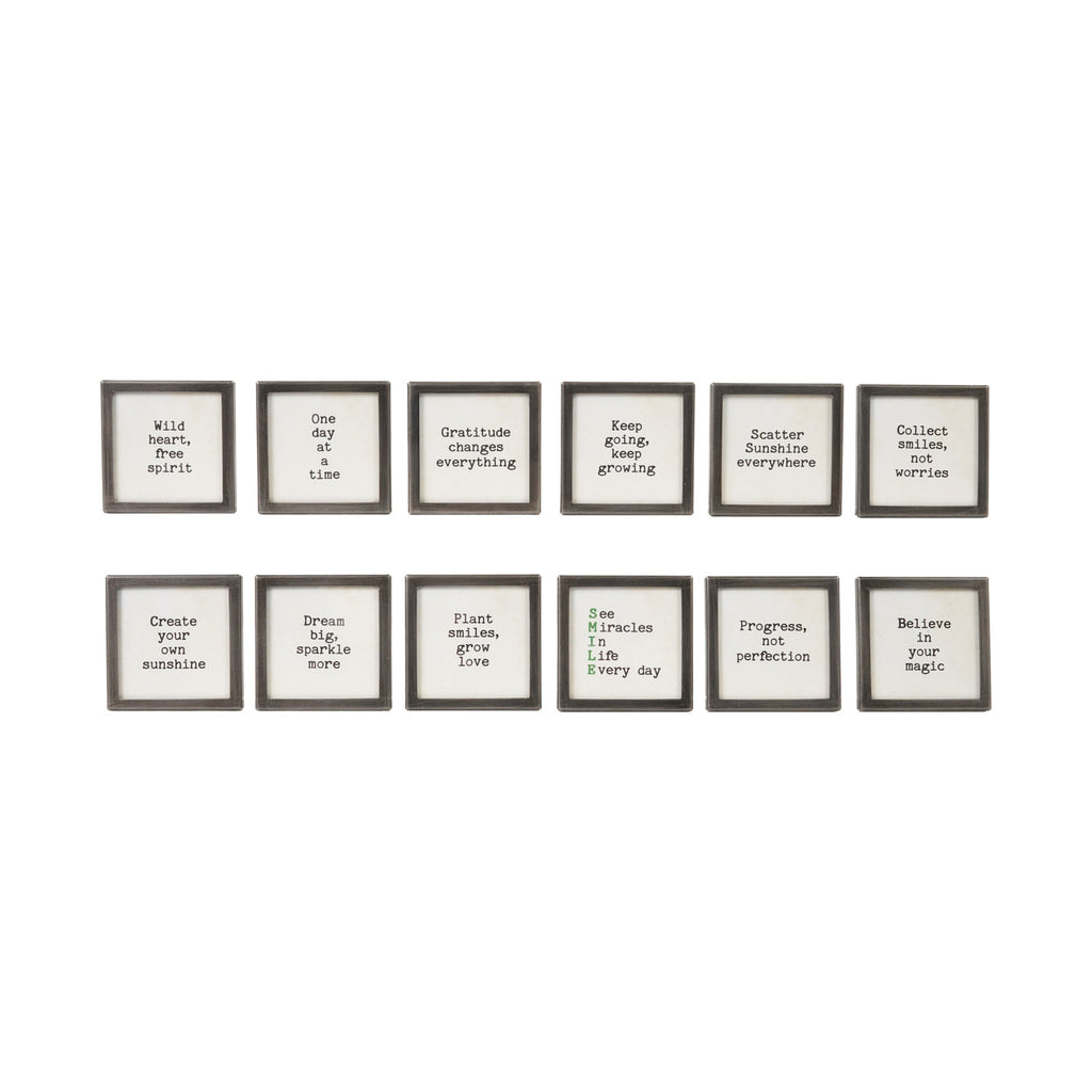 Metal & Glass Framed Magnet with Saying