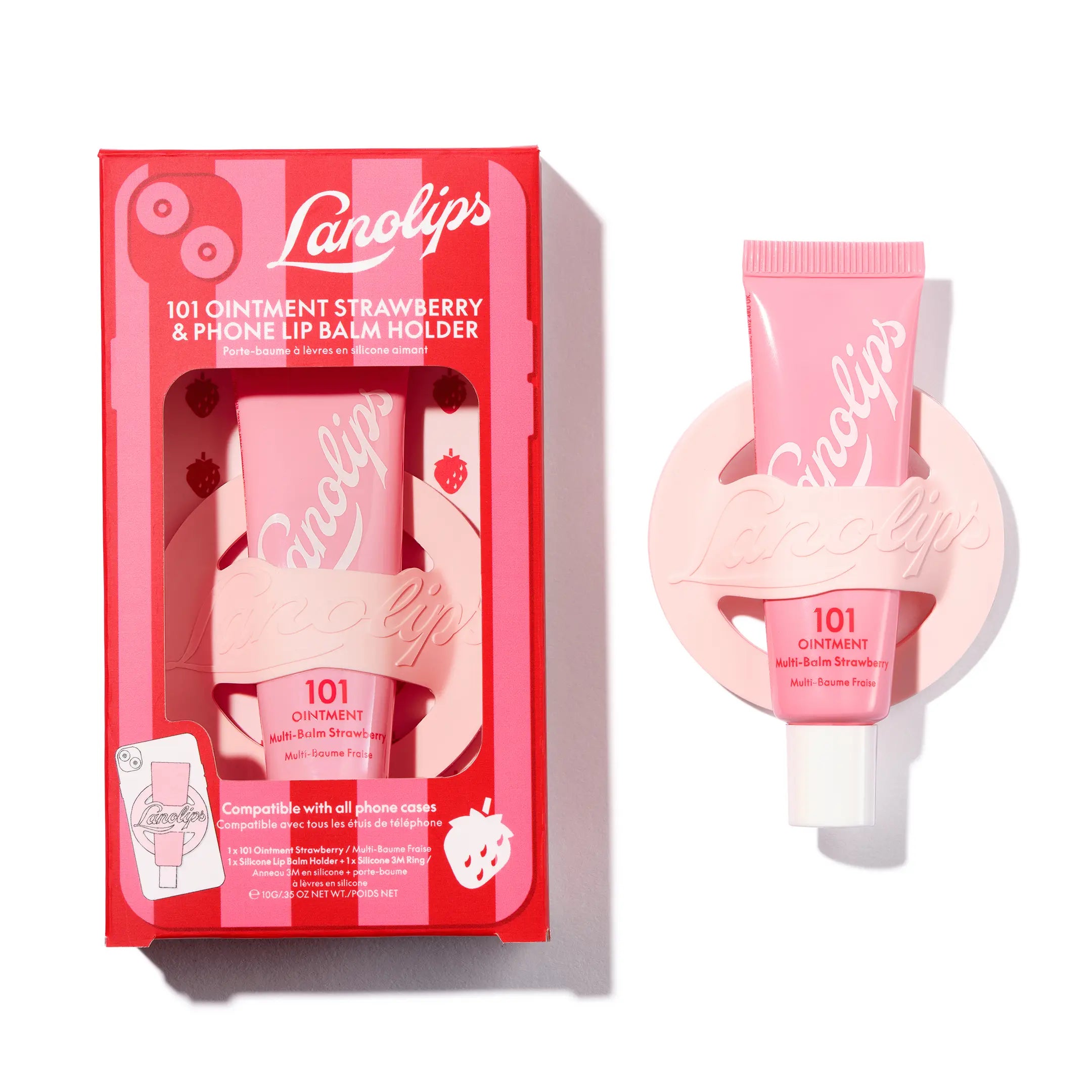 101 Strawberry & Stripe Phone Lip Balm Holder