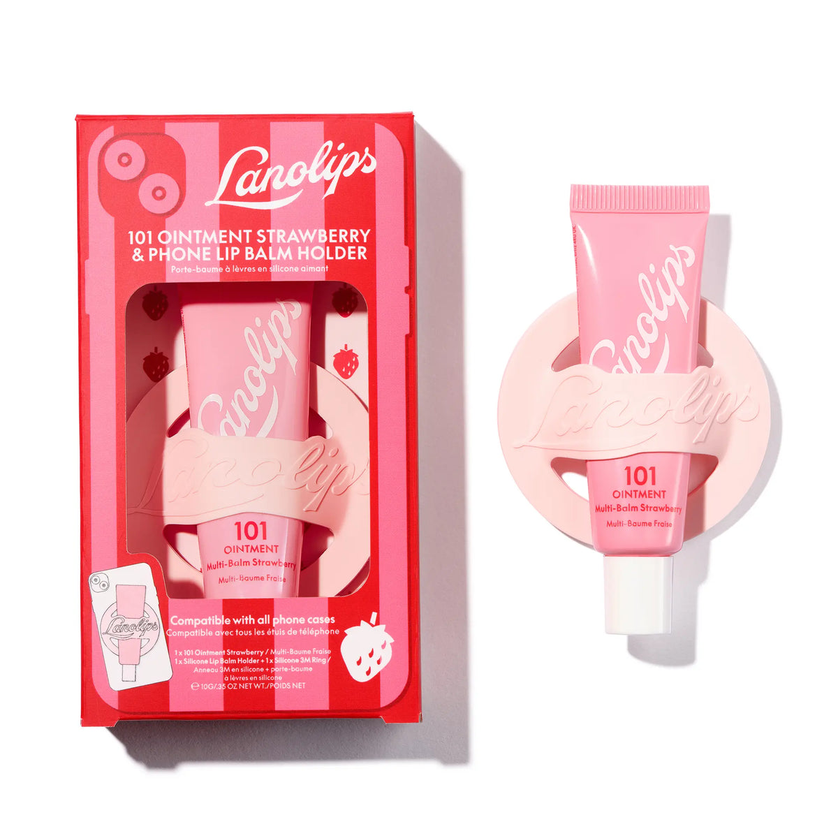 101 Strawberry & Stripe Phone Lip Balm Holder