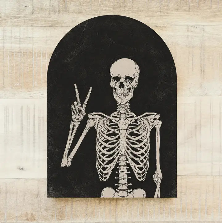 Wood Arch Skeleton Peace Sign