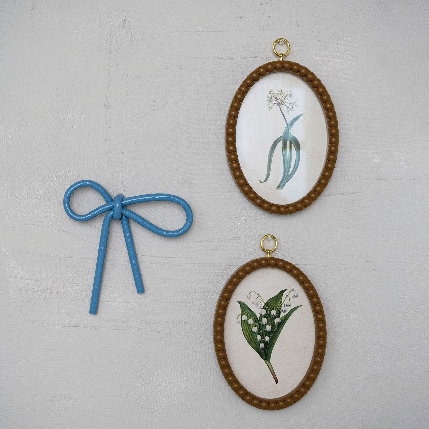 Framed Glass Wall Decor with Gold Ring Hanger