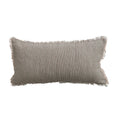 Woven Cotton & Linen Striped Lumbar Pillow with Eyelash Fringe
