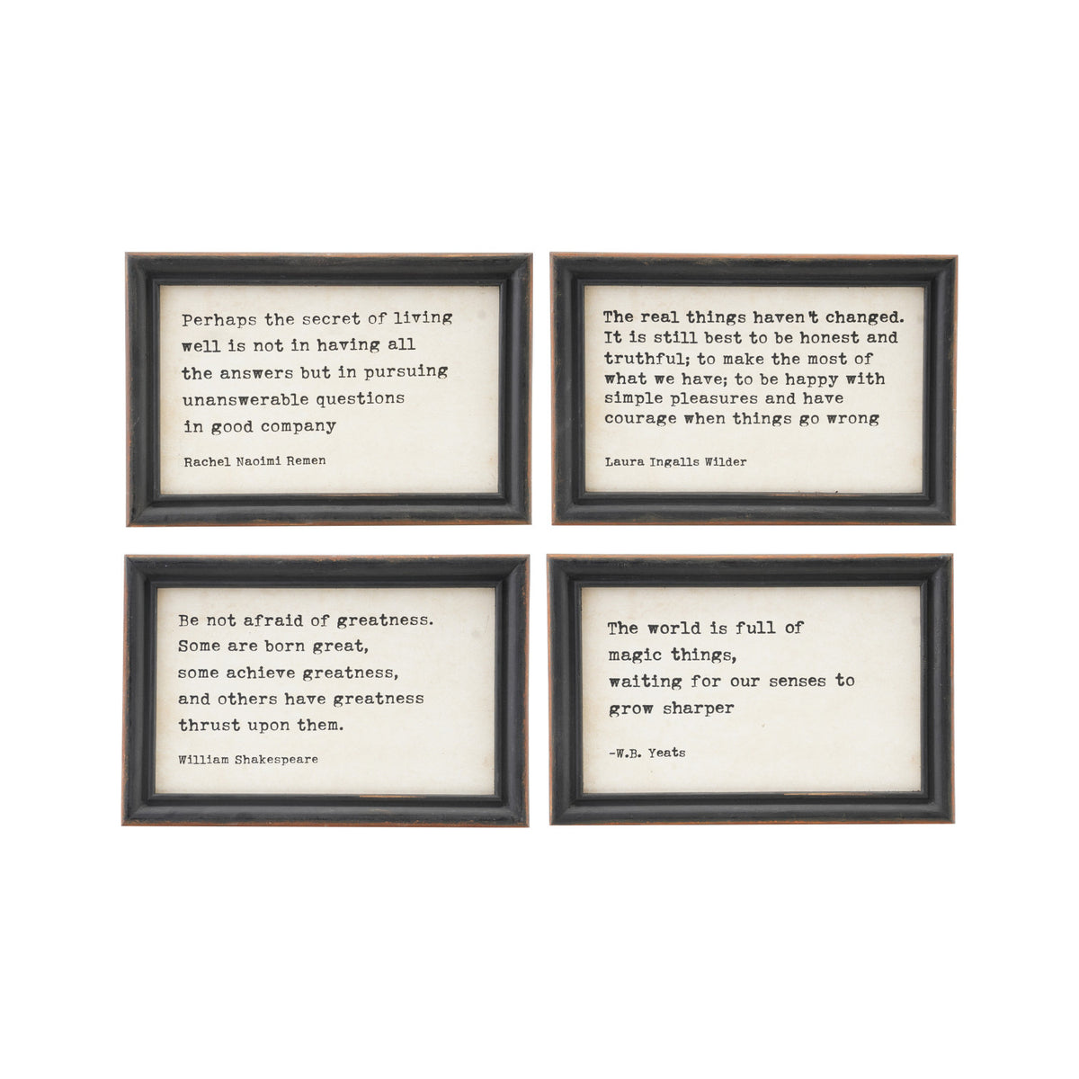 Wood Framed Wall Decor with Saying, Black & White