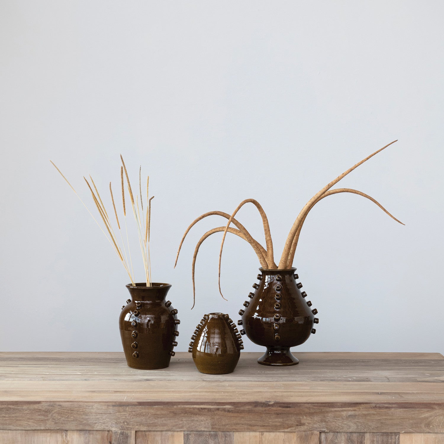 Brown Vase with Hobnails