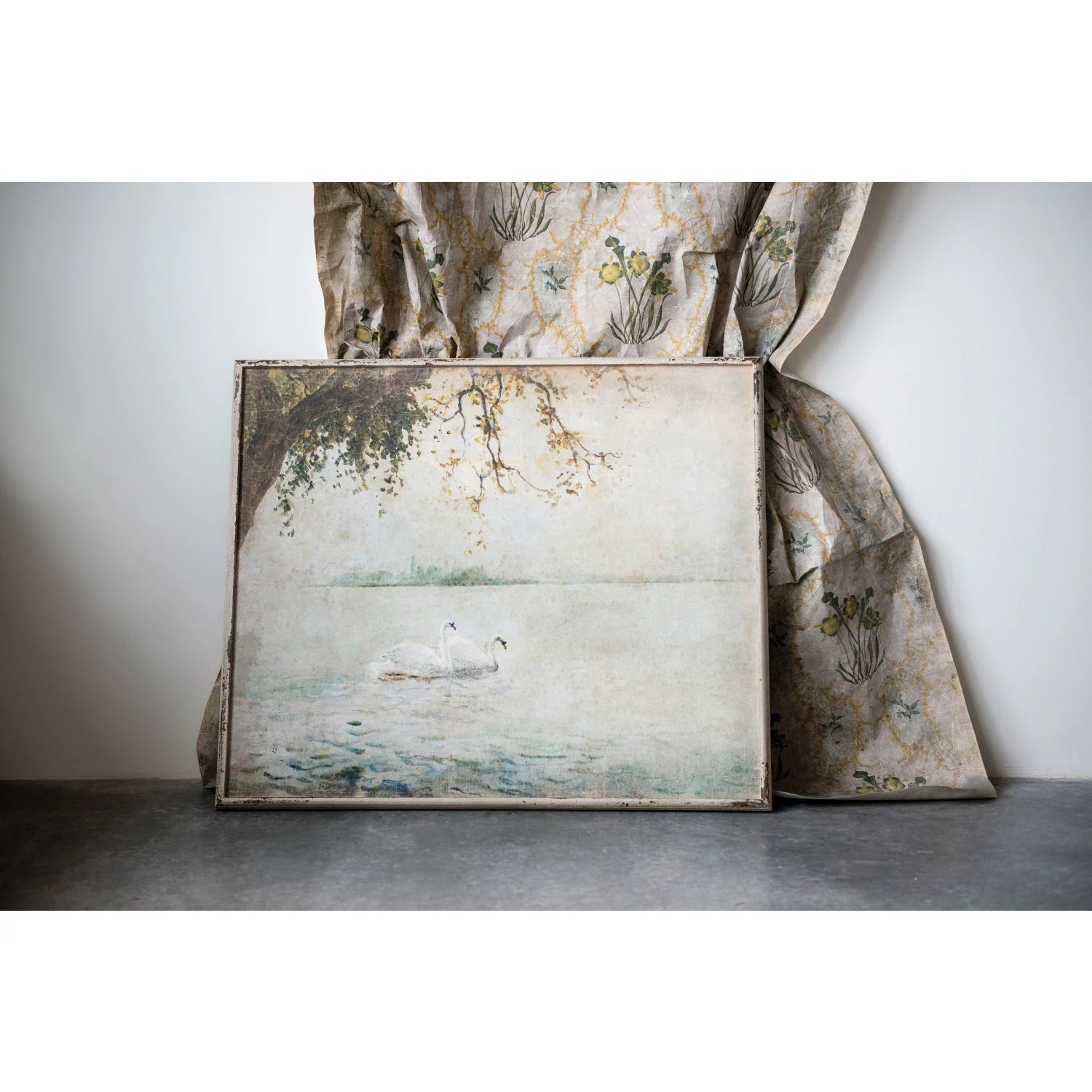 Wood Framed Wall Decor with Swans