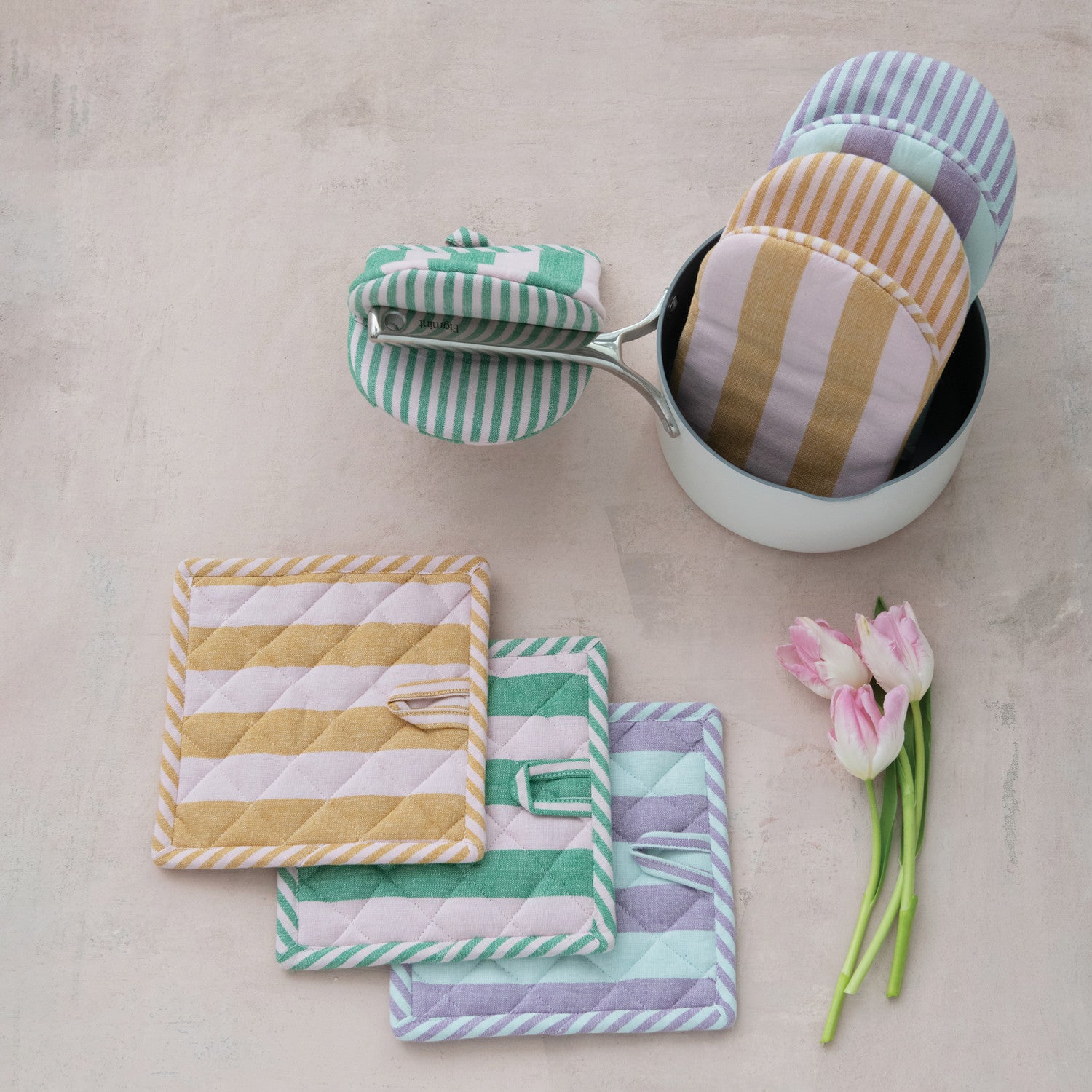 Woven Cotton Striped Pot Holder