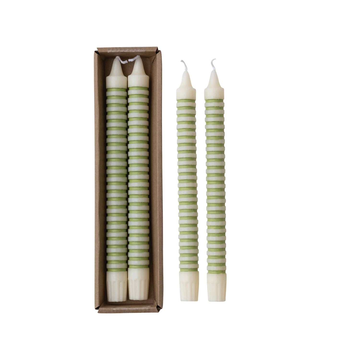 Unscented Striped Taper Candles in Box