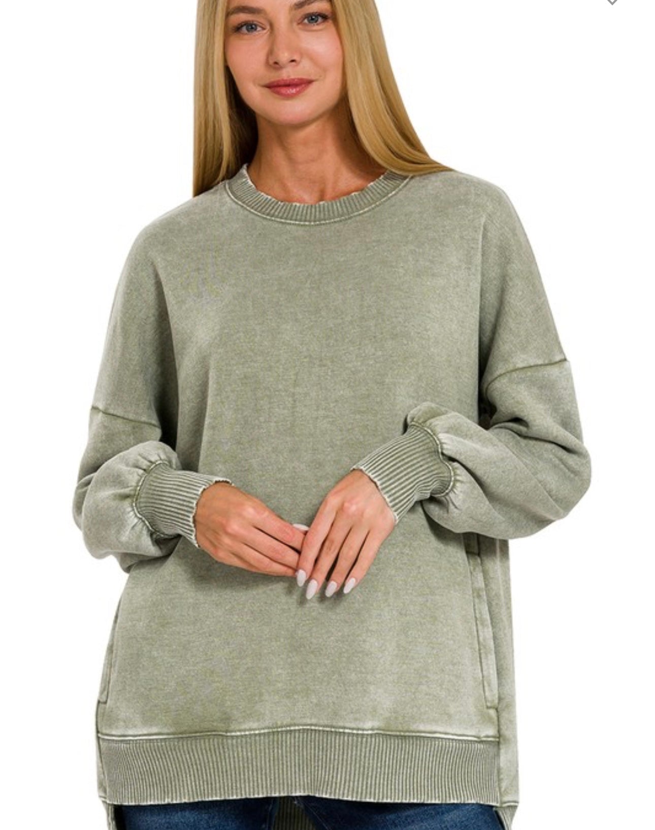 Zenana High Low Hem Sweatshirt