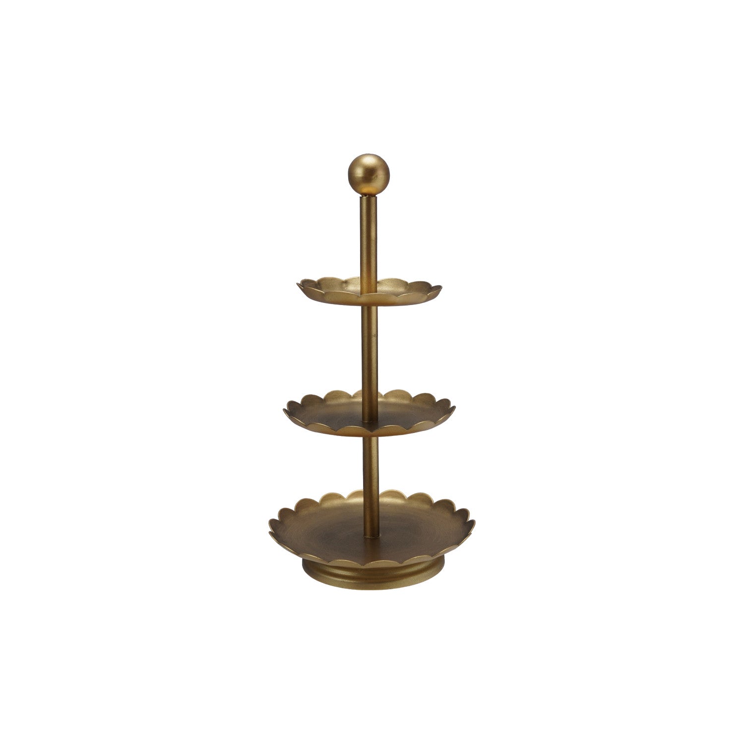 Decorative Metal 3-Tier Tray with Scalloped Edges
