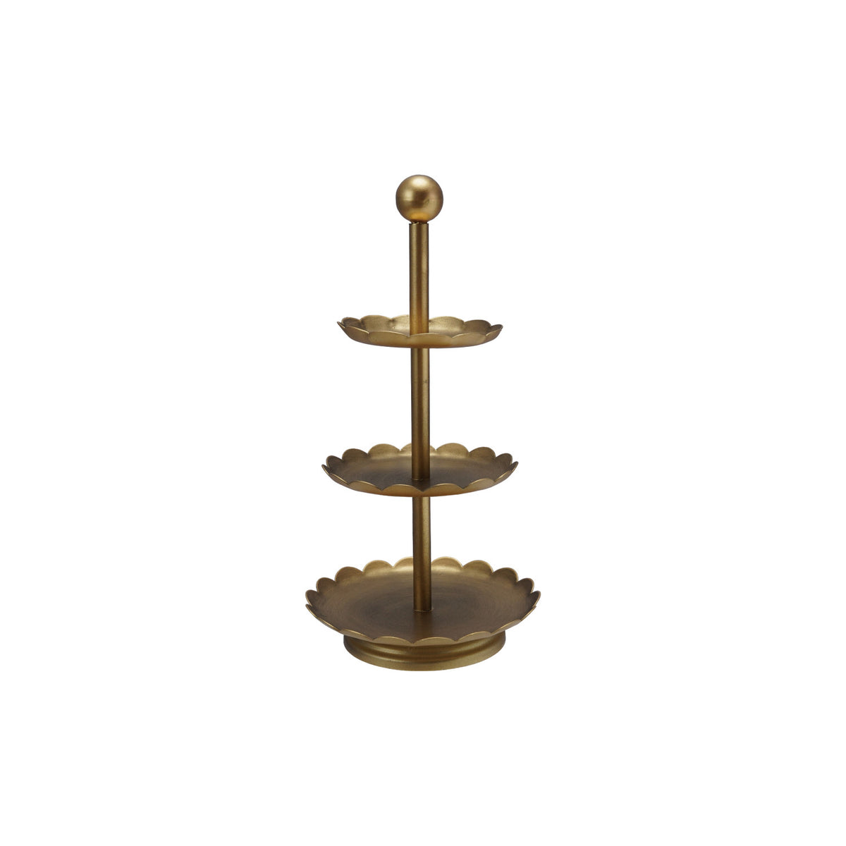 Decorative Metal 3-Tier Tray with Scalloped Edges