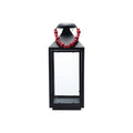 Metal & Glass Lantern with Wood Bead Handle