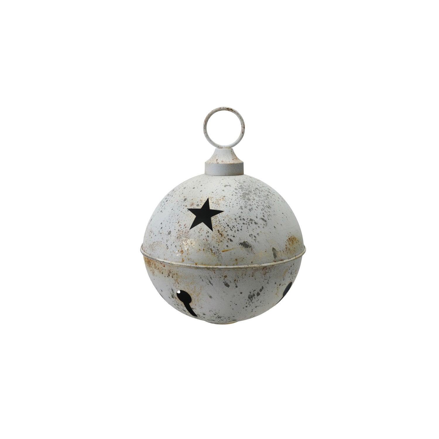 Metal Bell Ornament with Star Cut-Outs, Distressed Finish