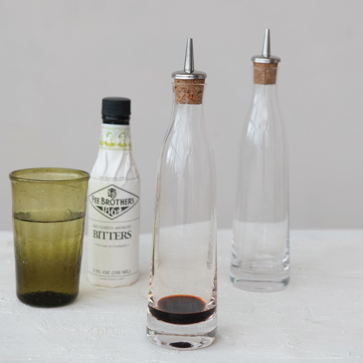 Glass Cruet w/ Stainless Steel & Cork Spout