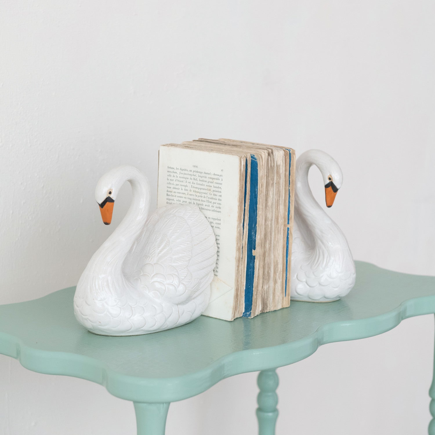Stoneware Swan Shaped Bookends