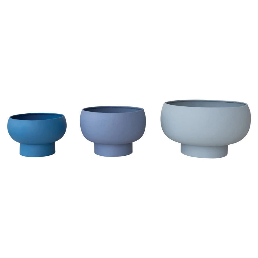 Metal Footed Planters, Blue