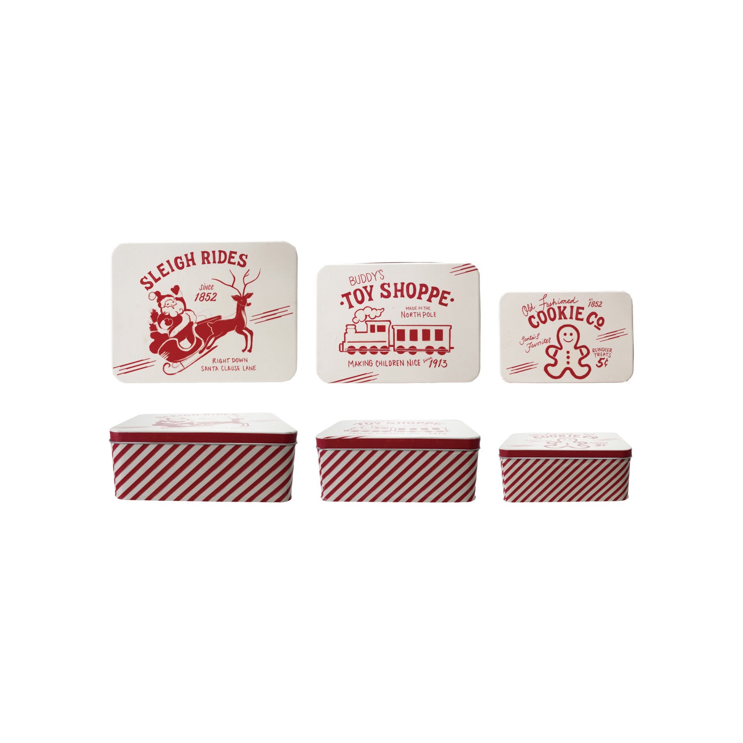 Decorative Metal Boxes with Vintage Holiday Images on Lids