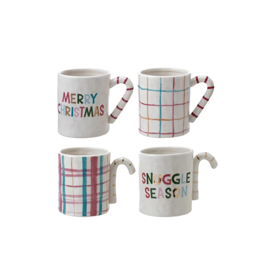 Stoneware Mug with Candy Cane Handle