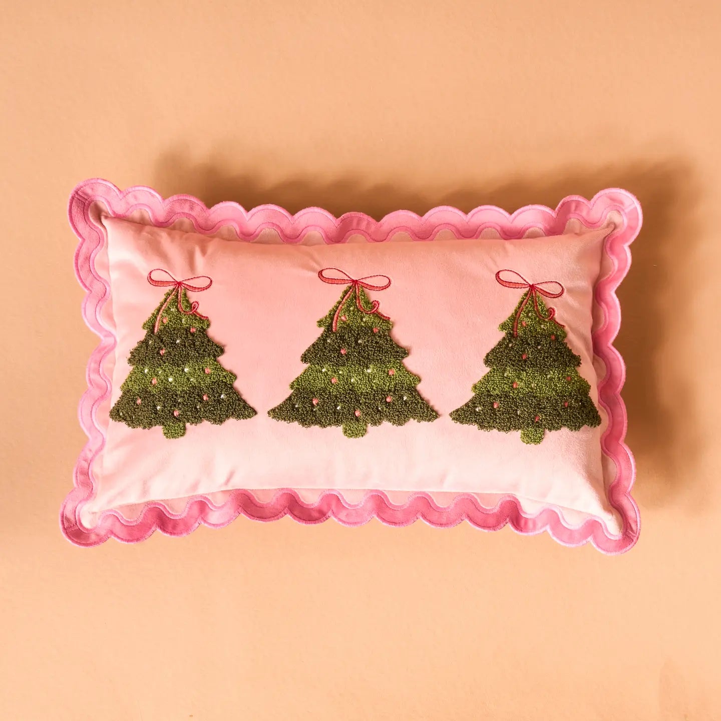 Scalloped Rectangle Throw Pillow-Twinkling Trees