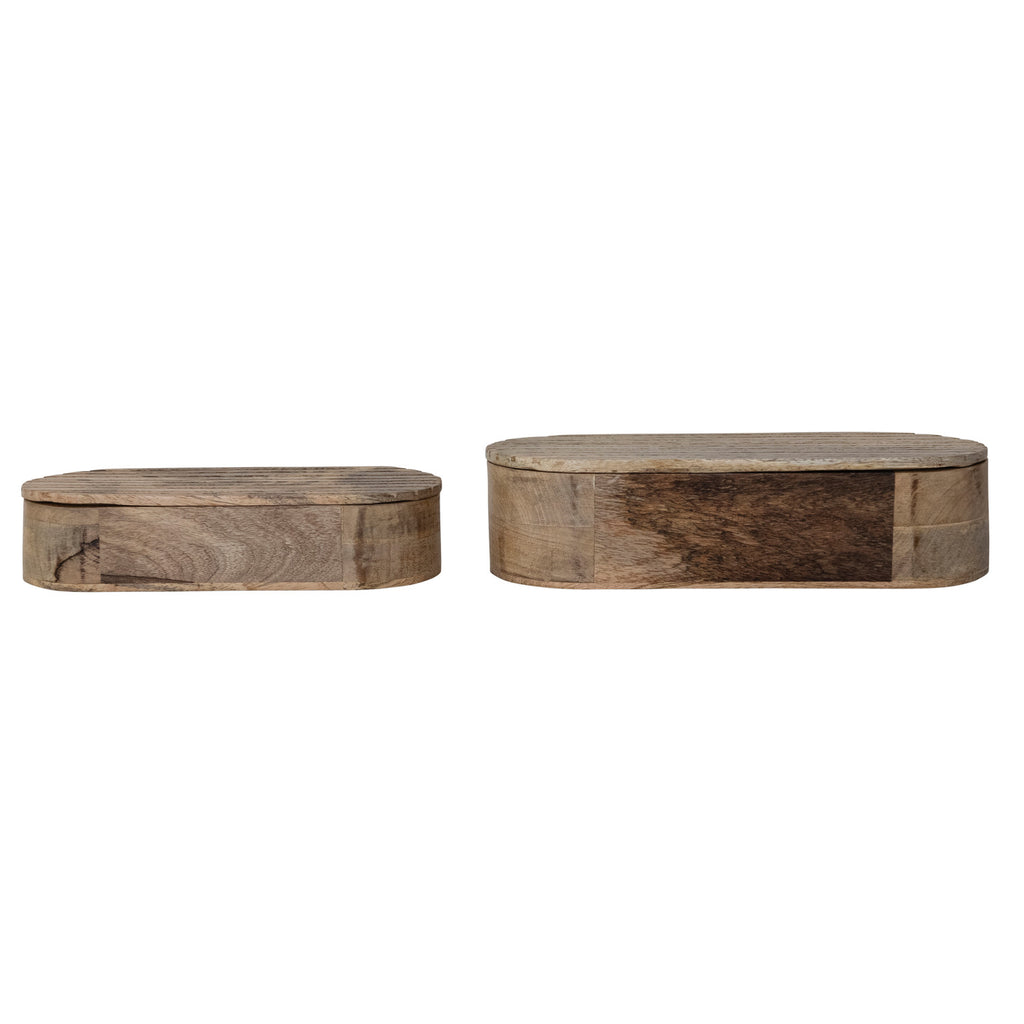 Hand-Carved Mango Wood Boxes with Lids