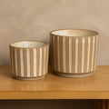 Tan and Brown Striped Planter