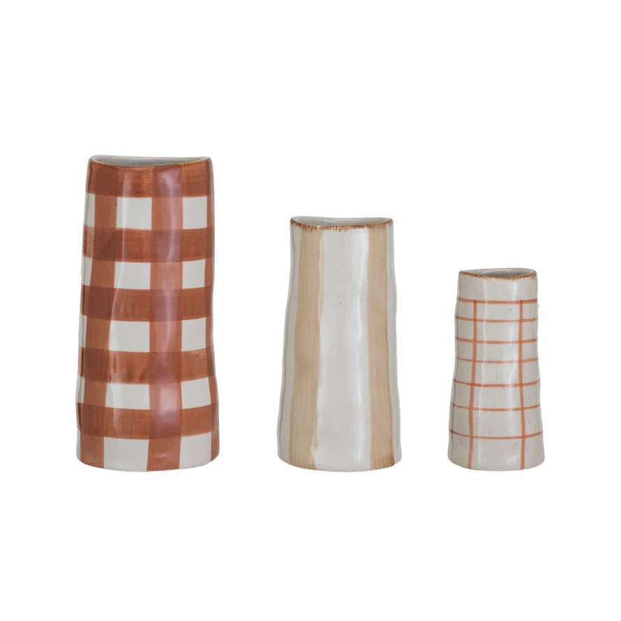 Brown and Rust set of 3 Vases