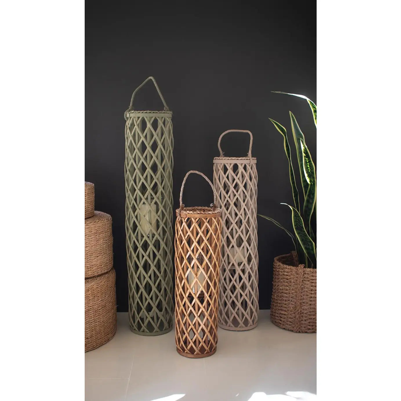 Willow Lanterns with Glass Inserts