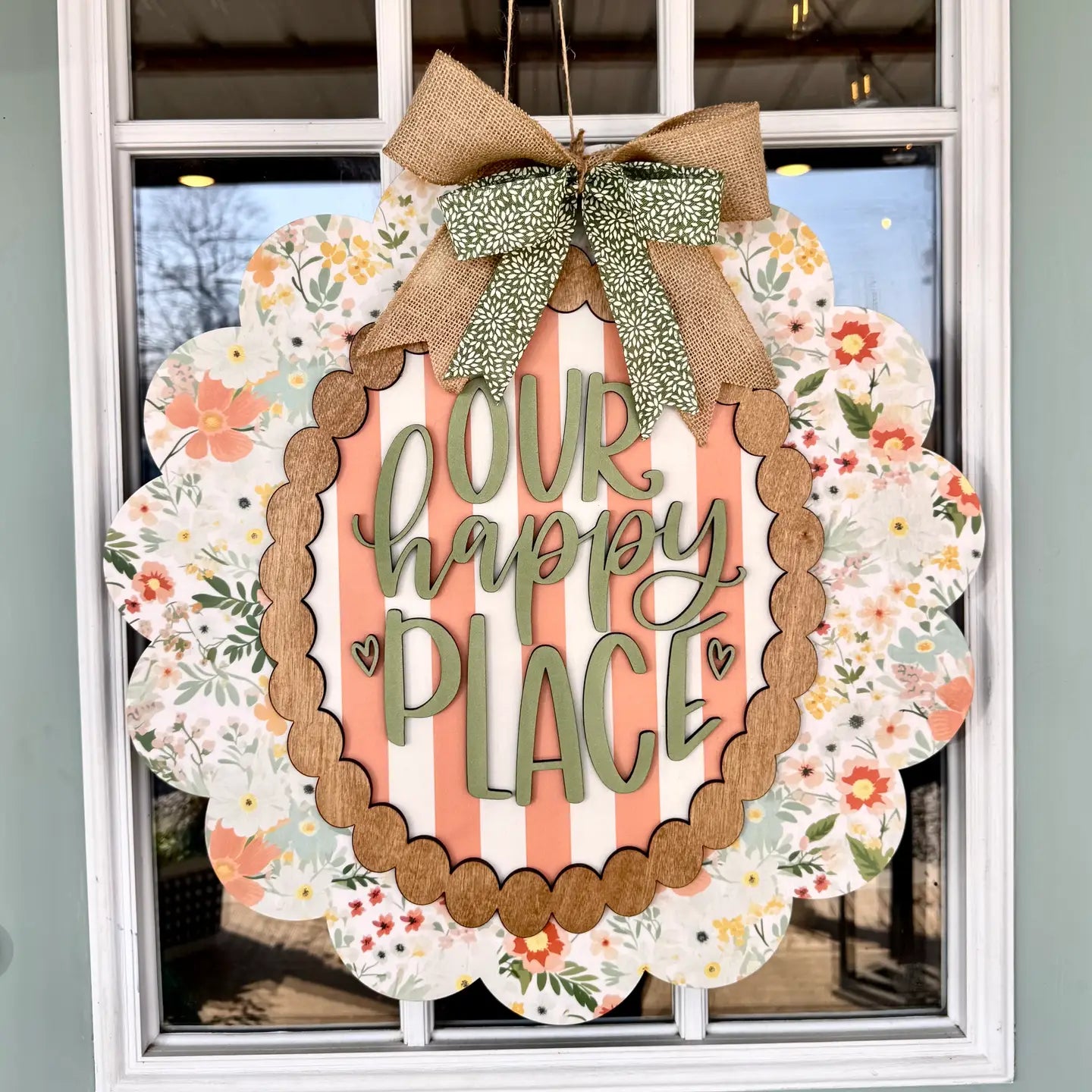 Our Happy Place Scalloped Sign