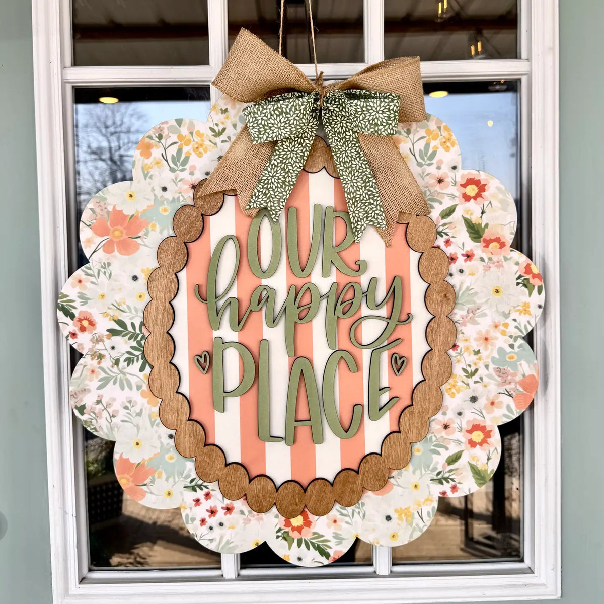 Our Happy Place Scalloped Sign