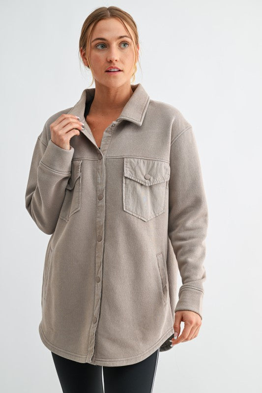 Snap on Shacket with Pockets